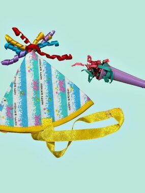Vintage Cabbage Patch Kids CPK Doll Birthday Hat and Blower Noisemaker Horn 1990